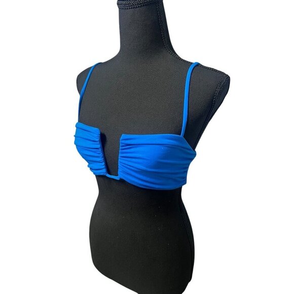 Susana Monaco Womens SMALL Blue Ruched Bandeau Bikini Top, REVOLVE RESORT WEAR - Picture 3 of 6